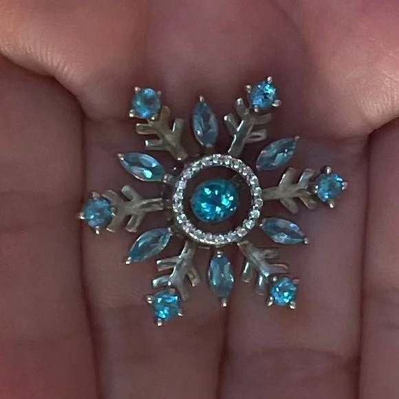 Women’s Blue Topaz Sterling Silver Snowflake Pendant $19 - Picture 4 of 4